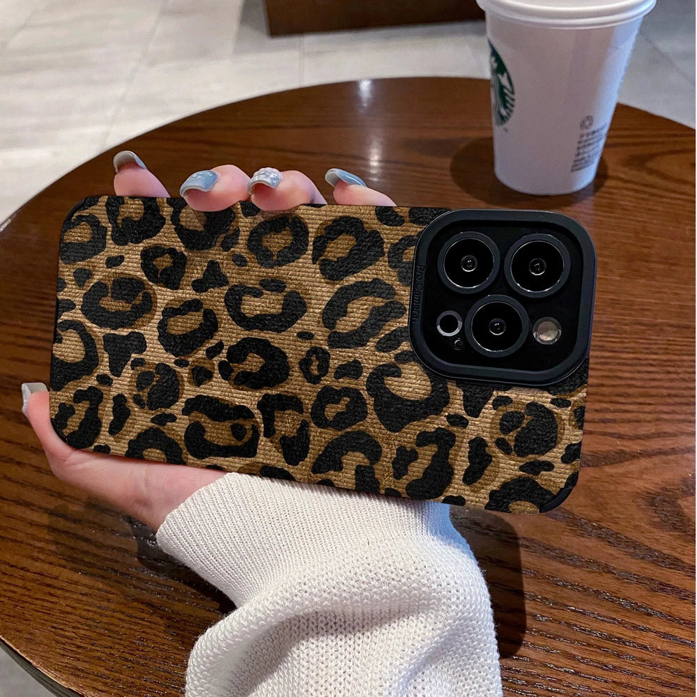 Gold Leopard Silicone Leather Case For iPhone