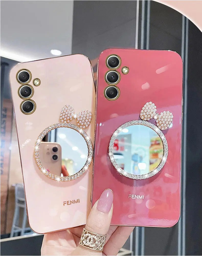Make up Mirror Diamond Bling Case with Stand Cover