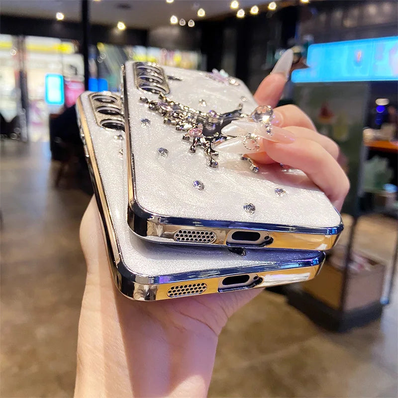 Glitter Plating Diamond Butterfly Case for Samsung
