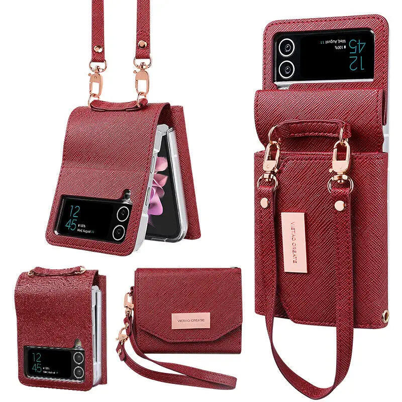 Luxury Leather Wallet Card Holder Case For Samsung