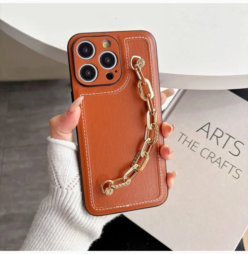 High-end Canvas Woven With Chain Phone Case For iPhone