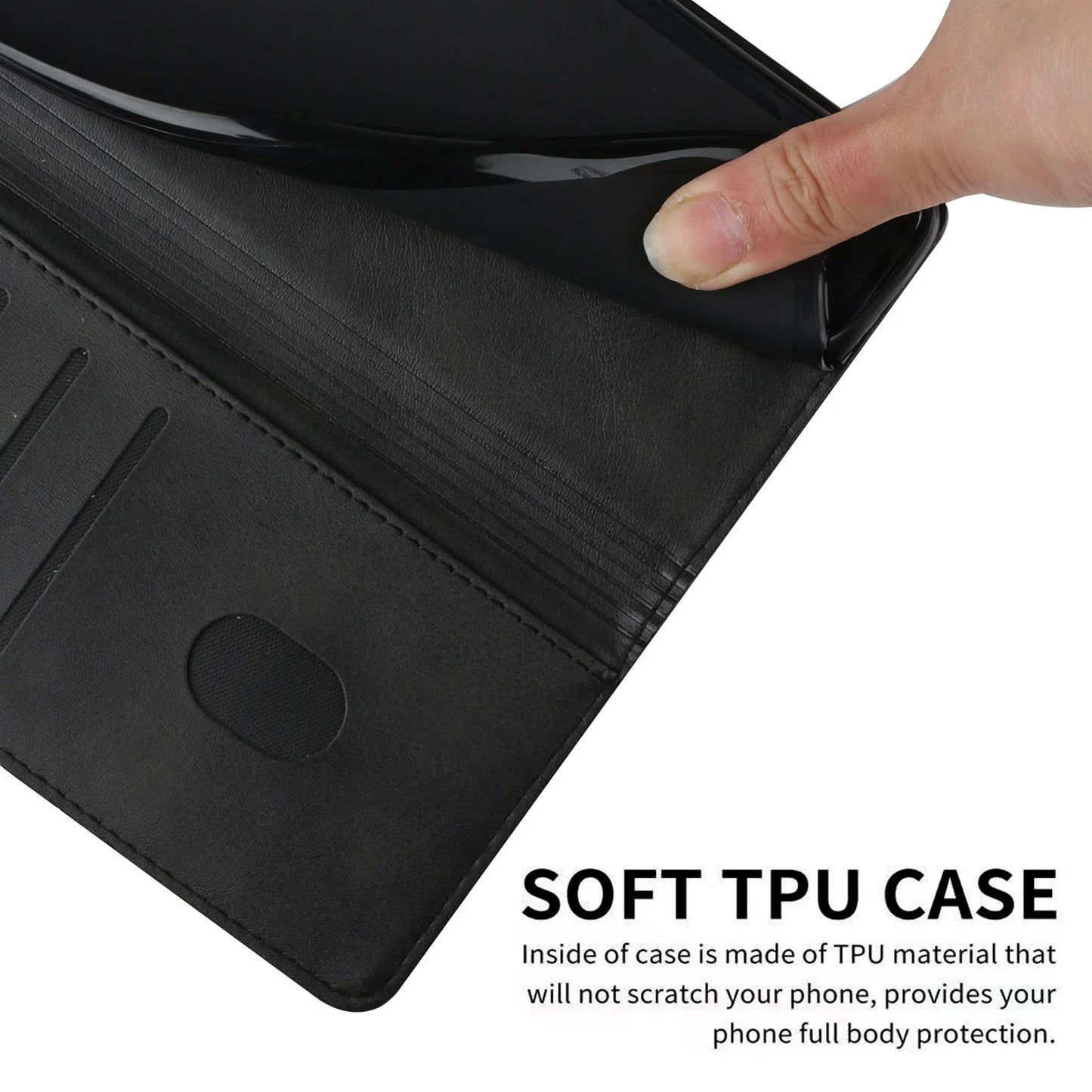 Solid Color Leather Flip Wallet Case For Samsung Galaxy