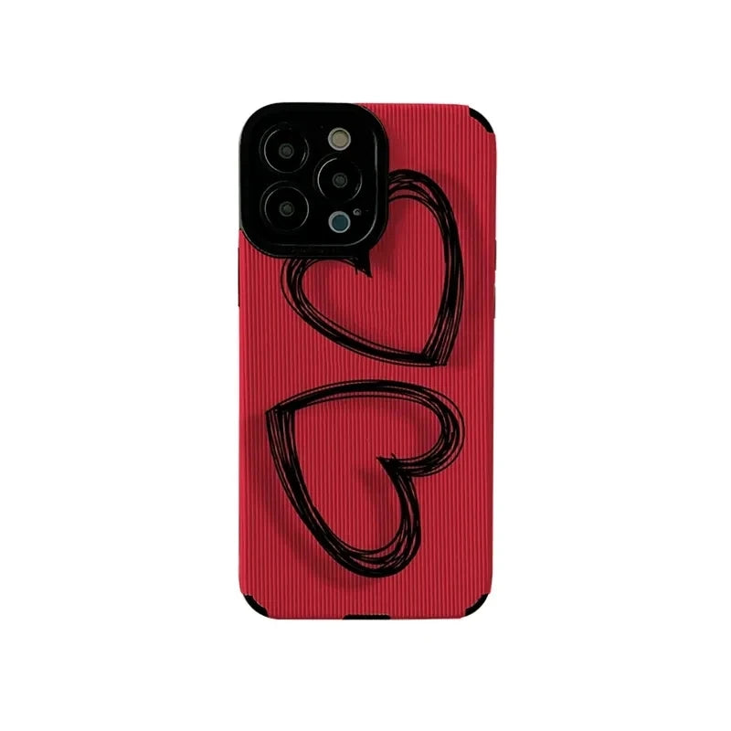 Cute Doodle Love Heart Case For iPhone
