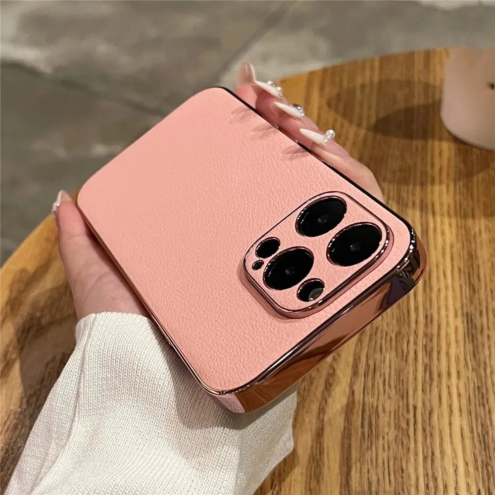 Luxury Plating Leather Shockproof Case For iPhone