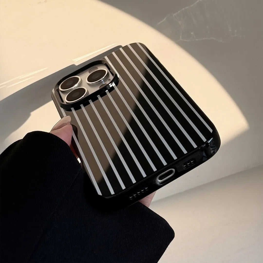 Black White Artistic Stripes Phone Case For iPhone