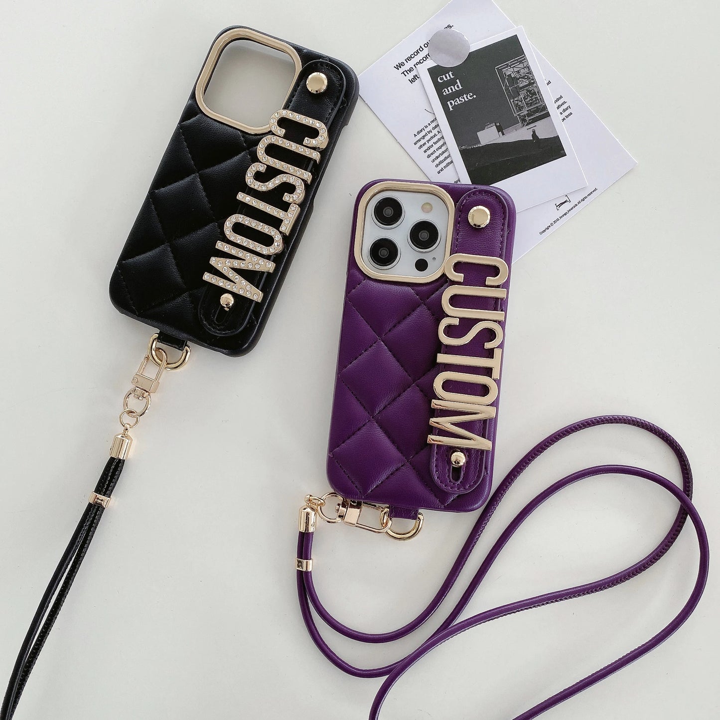 Leather Customized Name Letters Phone Case for iPhone