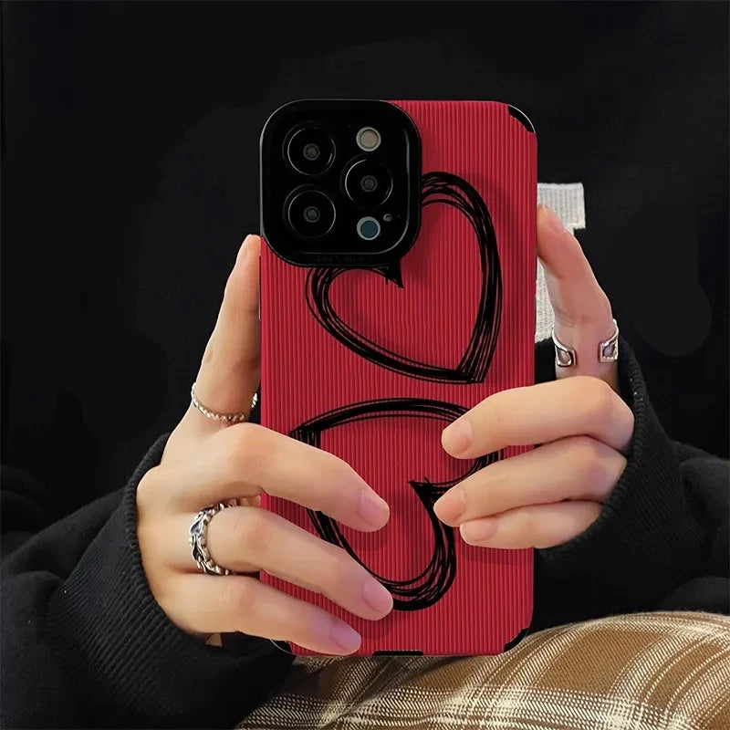 Cute Doodle Love Heart Case For iPhone