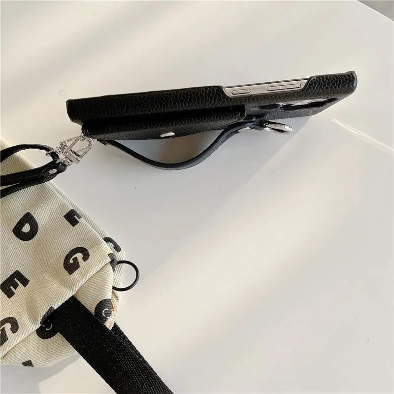 Crossbody Leather Wallet Card Ring Holder with Strap