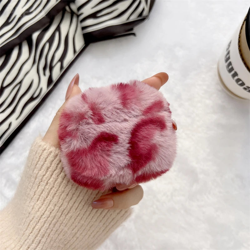 Fashion Fluffy Soft Plush Leopard Earphone Case For Apple AirPods