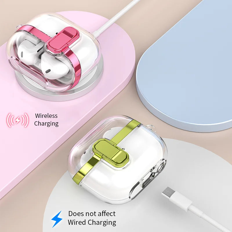 Transparent Lock Buckle Electroplating Case for Samsung Galaxy Buds