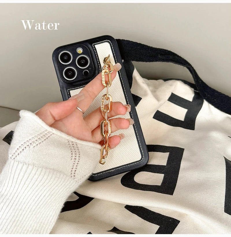 High-end Canvas Woven With Chain Phone Case For iPhone
