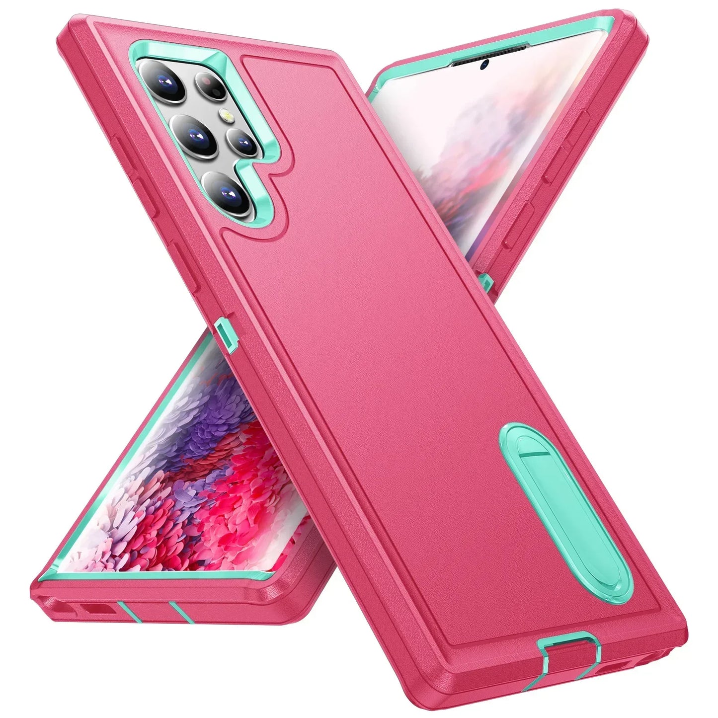 Heavy Anti-Scratch Rugged Protective Kickstand Full Body Shockproof Case for Samsung