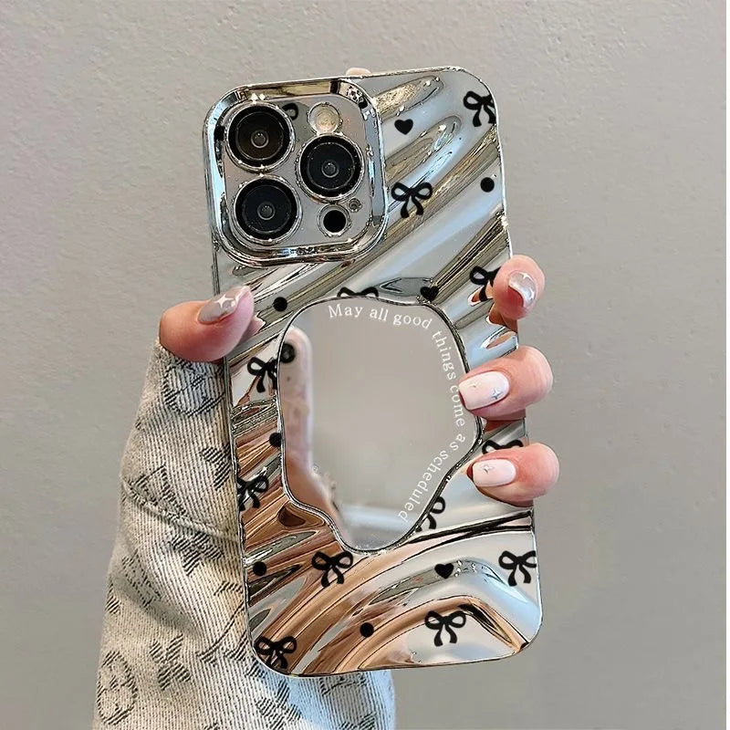 Cute Butterfly Mirror Wave Phone Case For iPhone