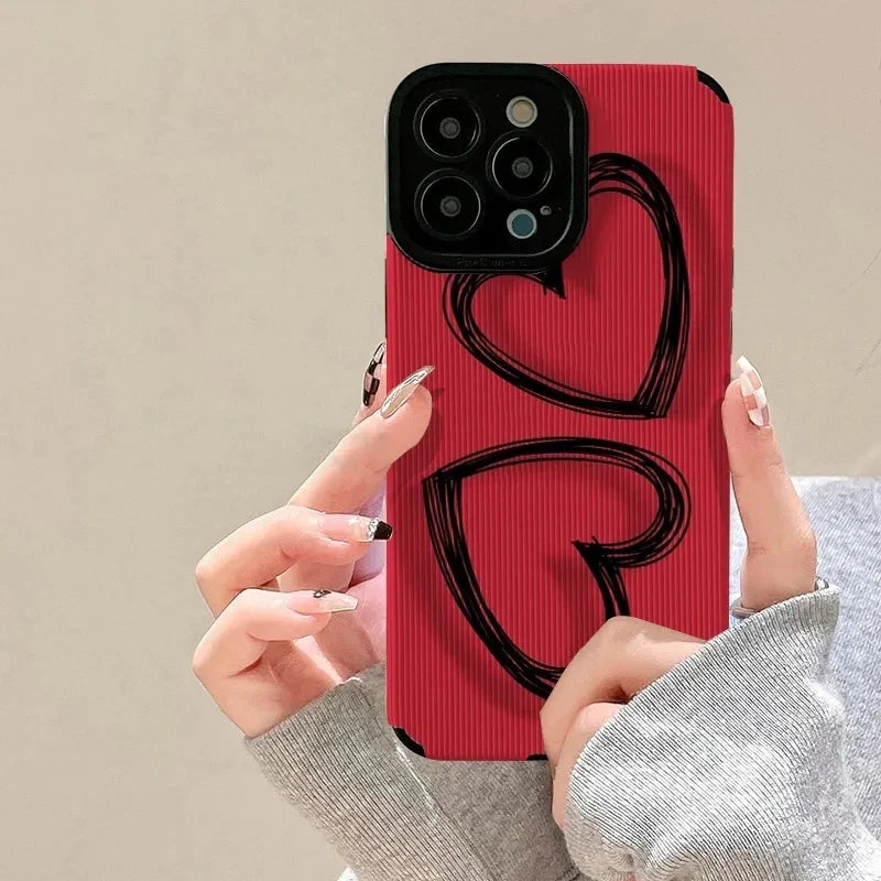 Cute Doodle Love Heart Case For iPhone