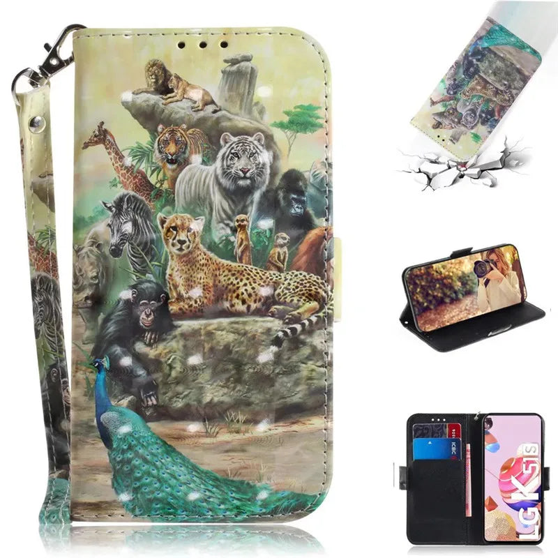 Magnetic Geometric Textile Pattern Wallet Case for Galaxy