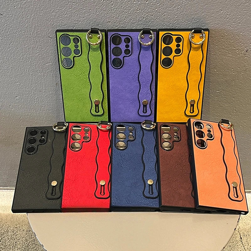 Wristband Bracket Leather Case for Samsung