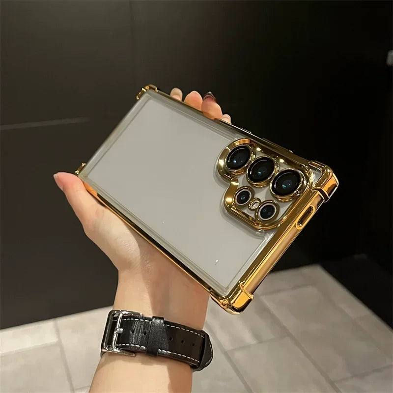 Plating Shockproof Transparent Soft Case For Samsung