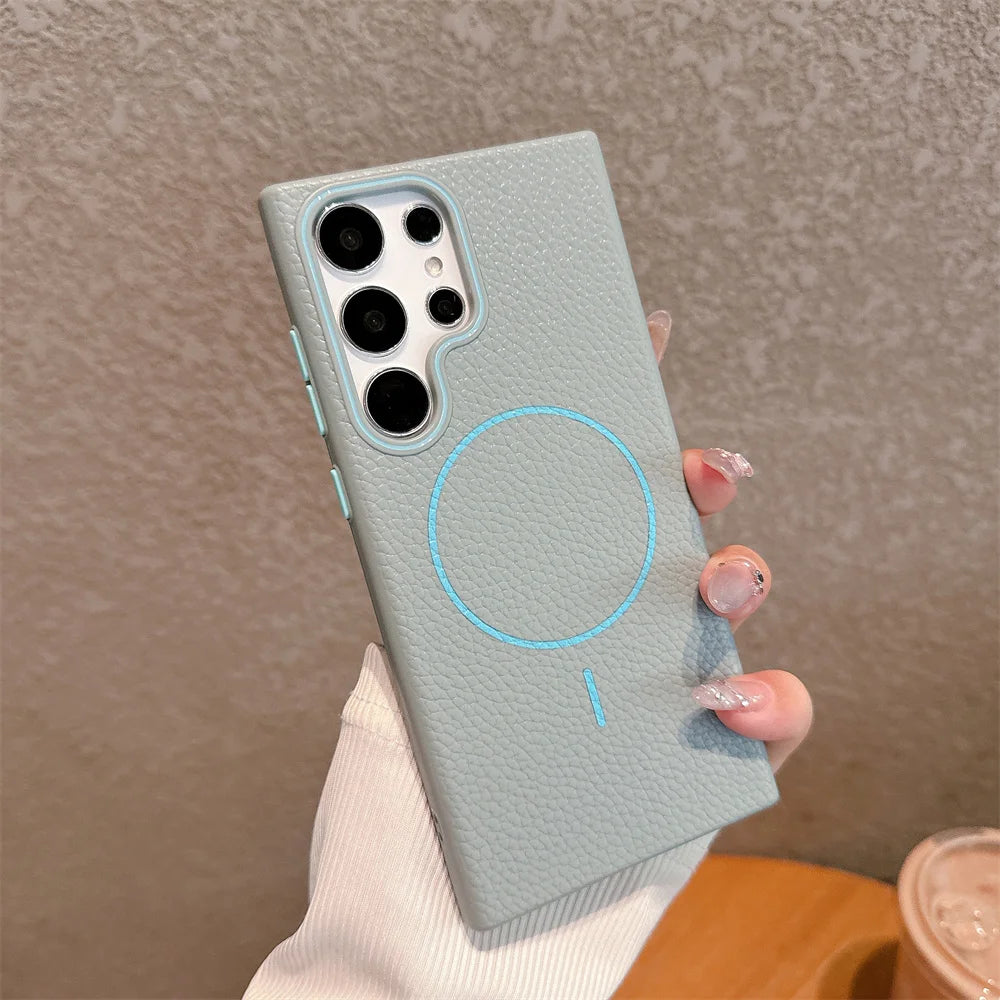Lychee Textured Magsafe Case For Samsung