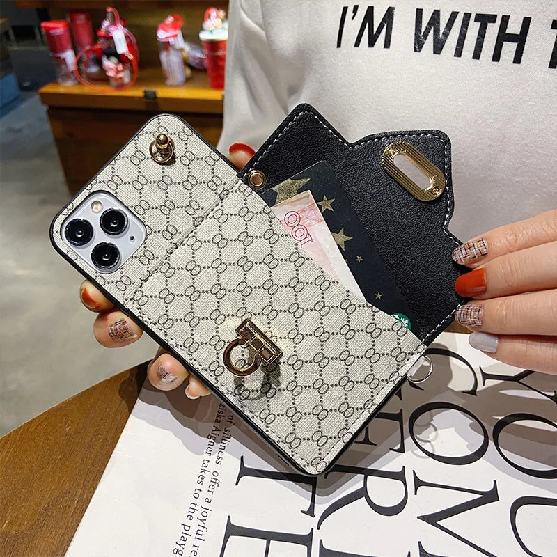 Luxury Leather Crossbody Wallet Phone Case Bag for iPhone