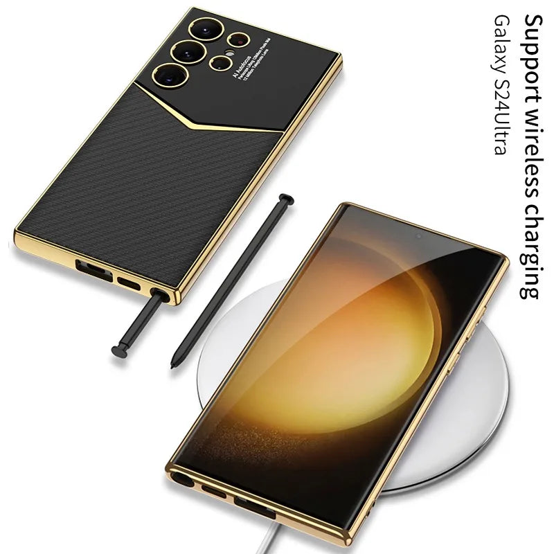 Carbon Fibre Leather Phone Case For Samsung