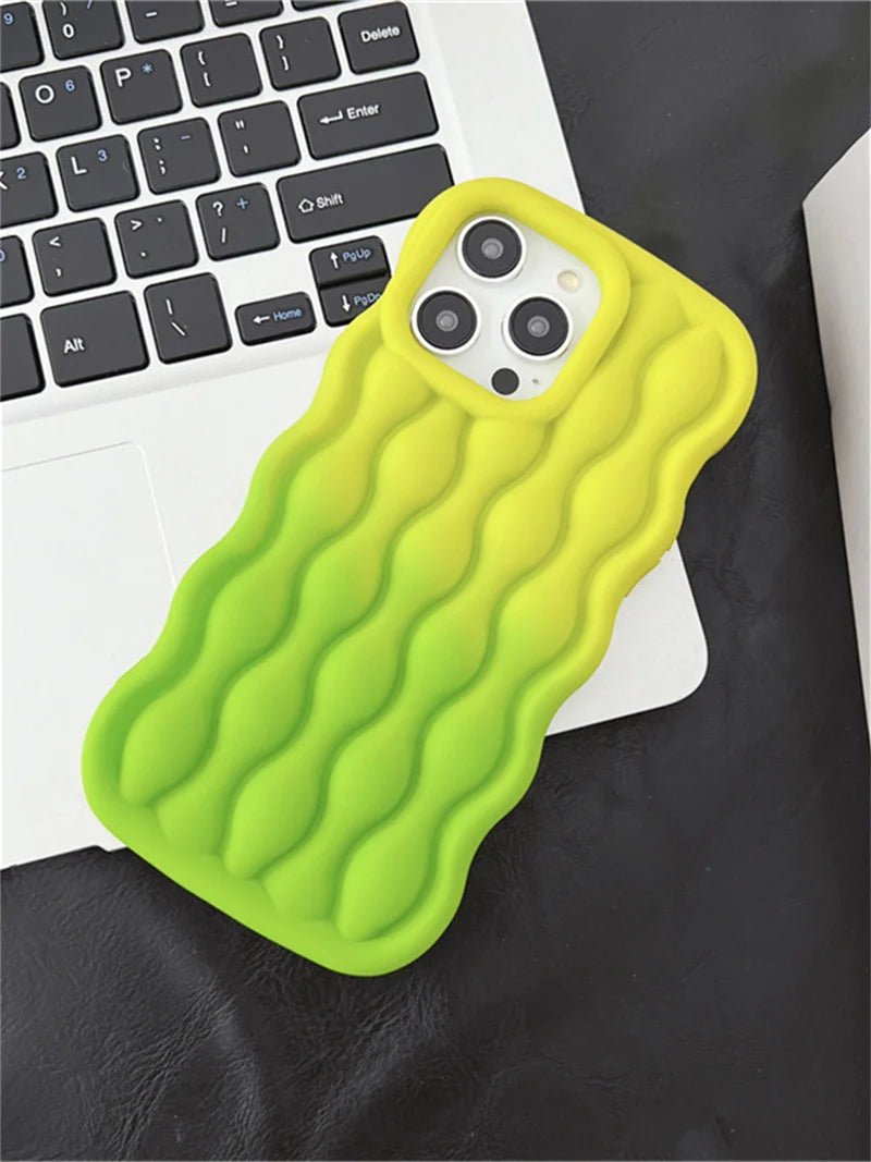 3D Wavy Gradient Dual Color Phone Case for iPhone