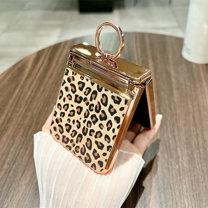Plated Leopard Print Case For Samsung Galaxy Z Flip