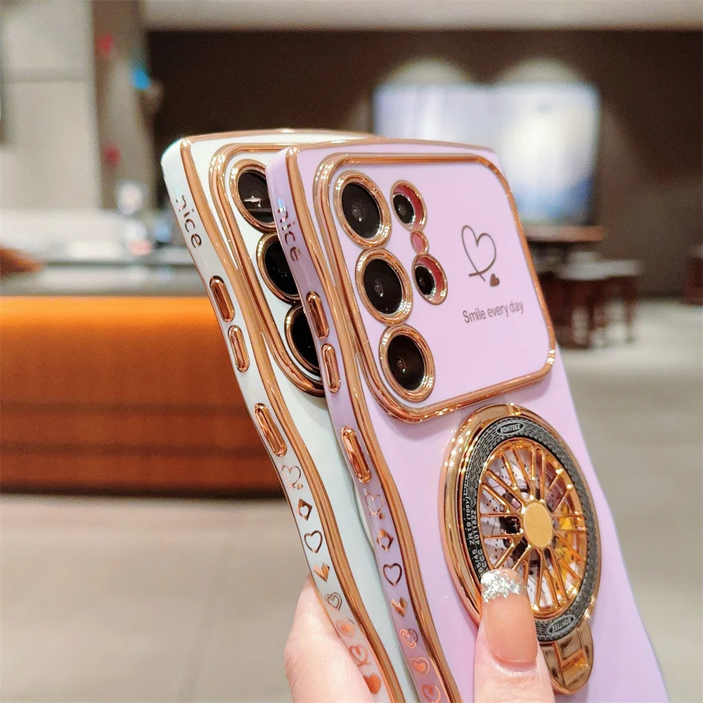 Gyroscope Rotating Bracket Wave Frame Case for Samsung