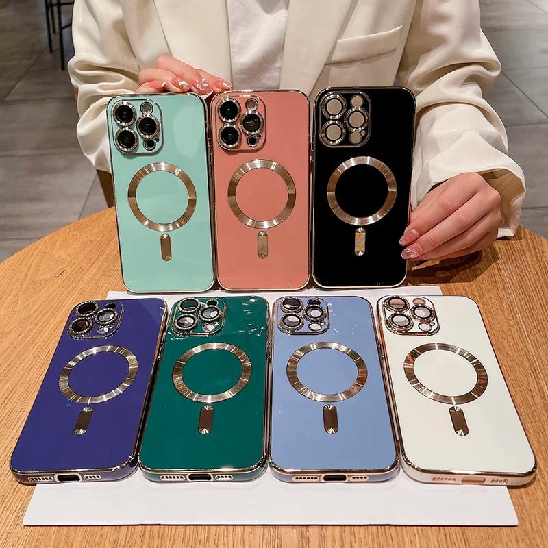 Electroplate Glitter Phone Case With Lens Protector