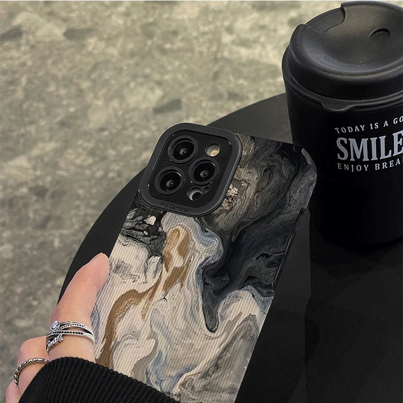 Black Style Gradient Watercolor Phone Case For iPhone