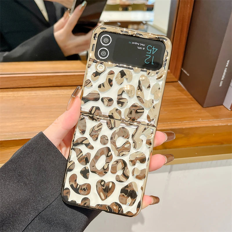 Luxury Folded Texture Leopard Print Phone Case For Samsung