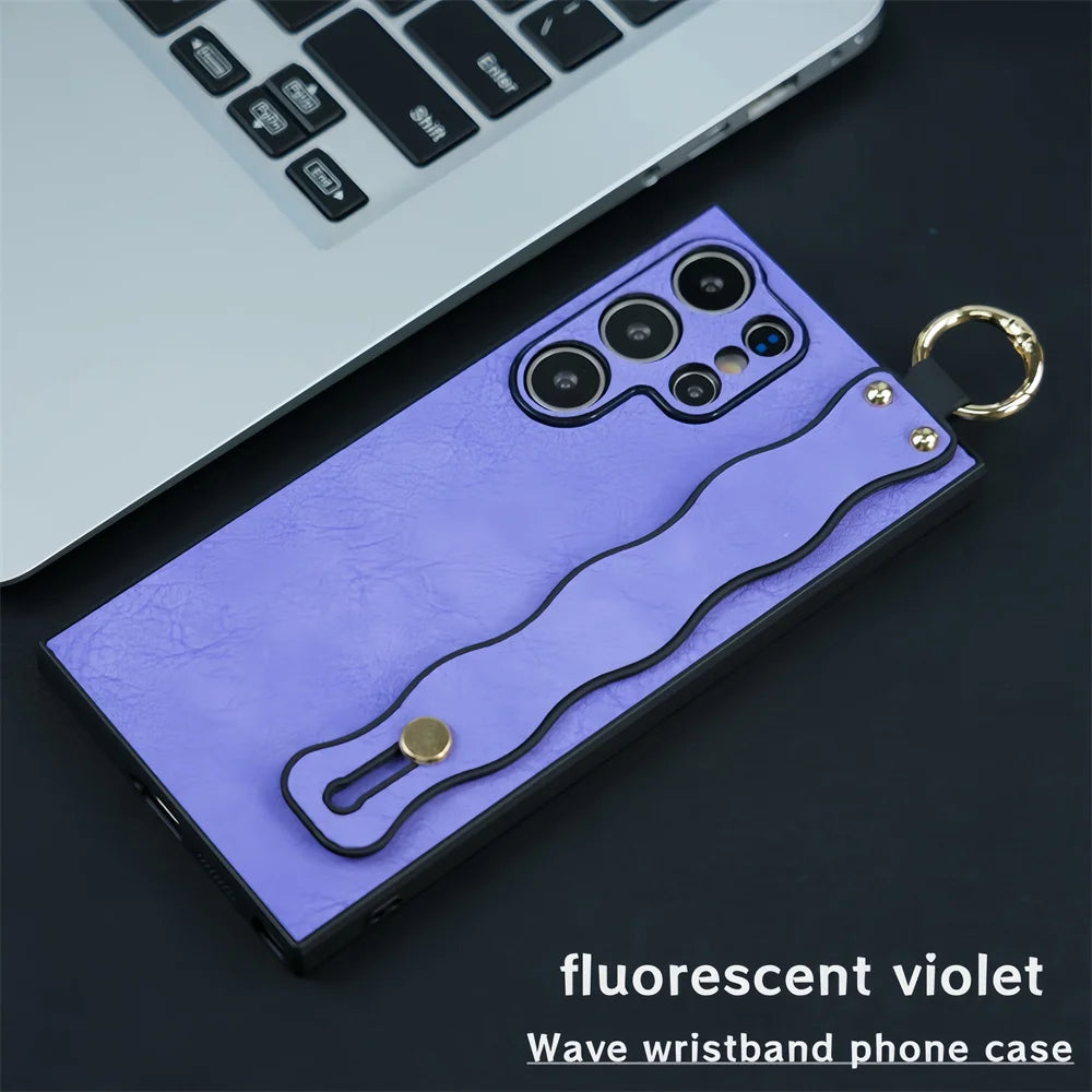 Wristband Bracket Leather Case for Samsung