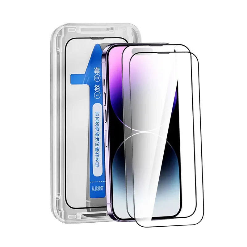 2 Pcs 8K Tempered Glass For iPhone with Mount Aid