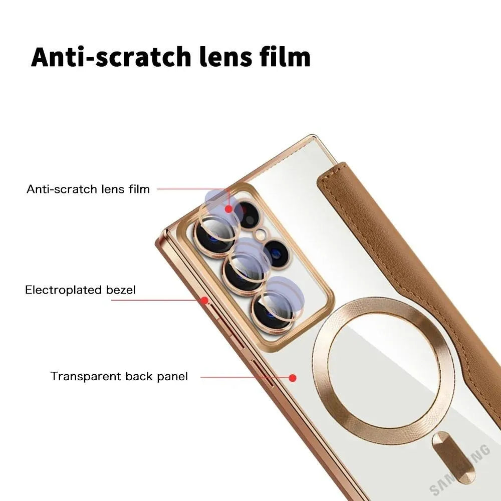 Card Holder Magnetic Leather Case for Samsung