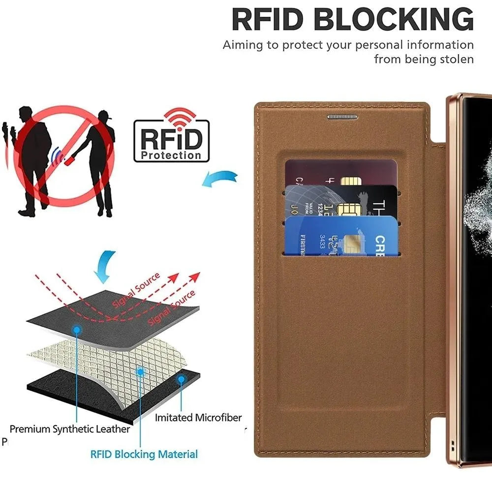 Card Holder Magnetic Leather Case for Samsung