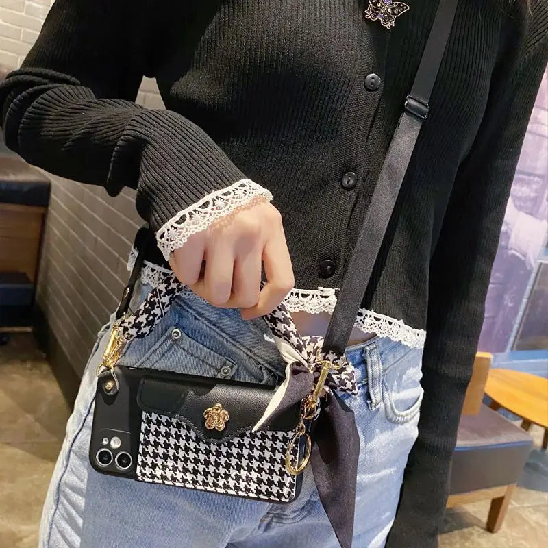 Handbag Leather Insertable Card Crossbody Bag Phone case for iphone