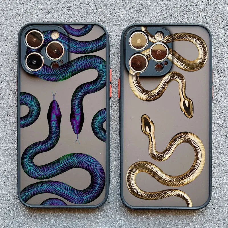 Luxurious Black Gold Snake Phone Case for iPhone