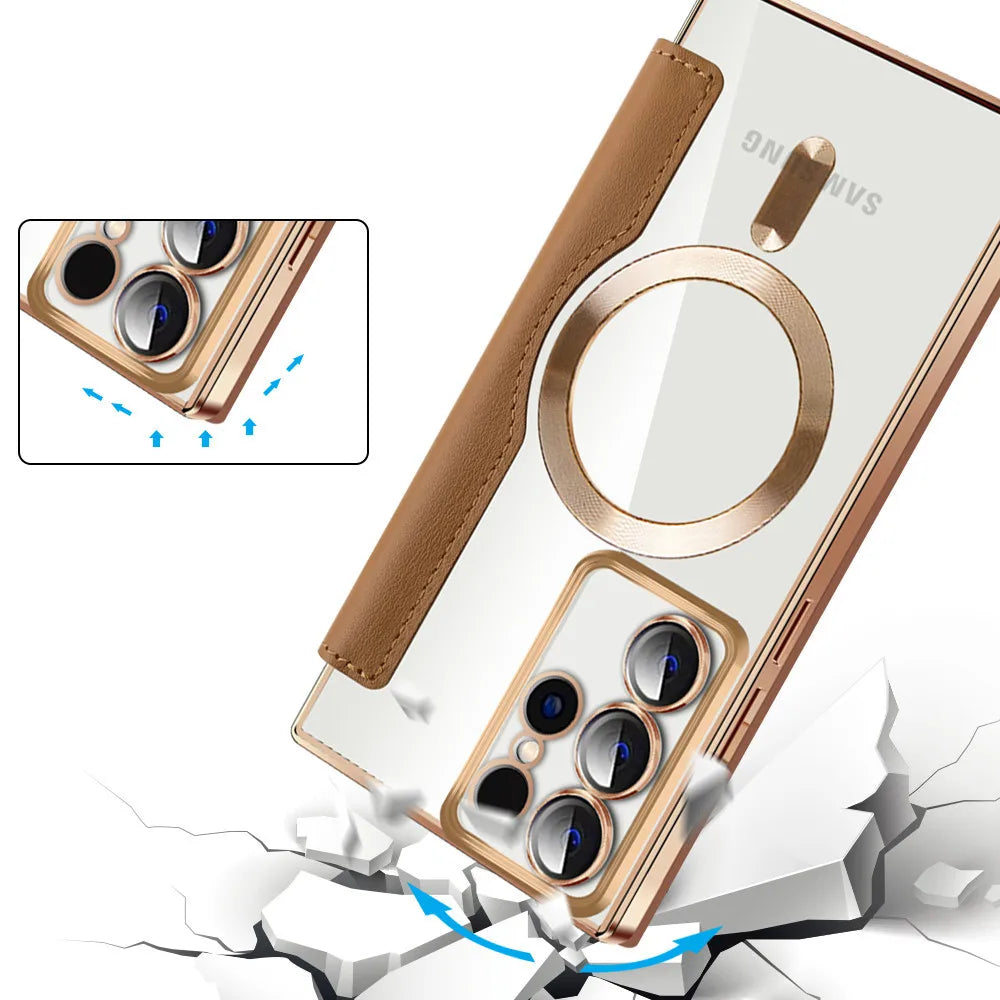 Card Holder Magnetic Leather Case for Samsung