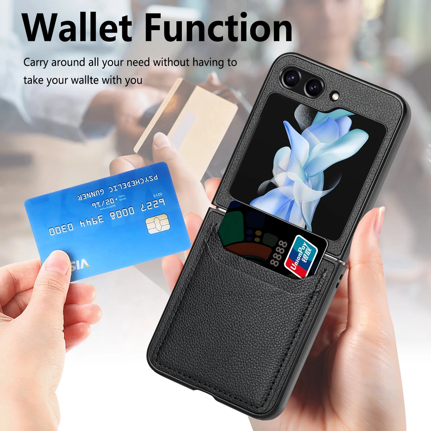 Slim Leather Card Holder Case for Samsung Galaxy Z Flip