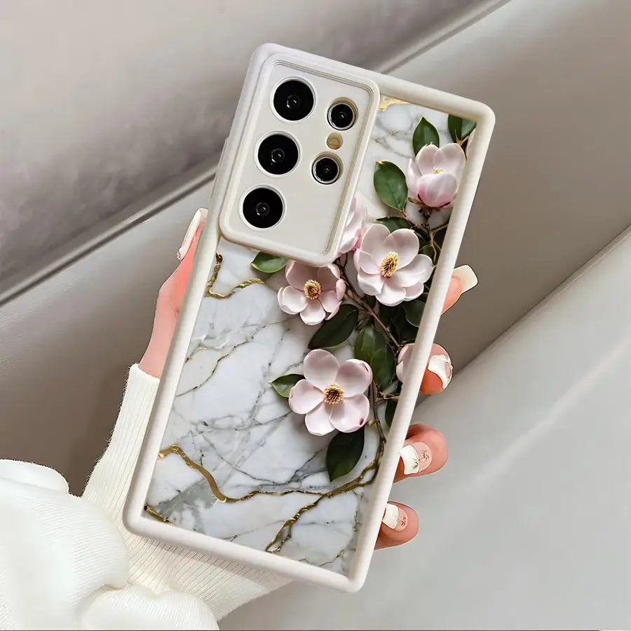 Flower Marble Phone Case for Samsung