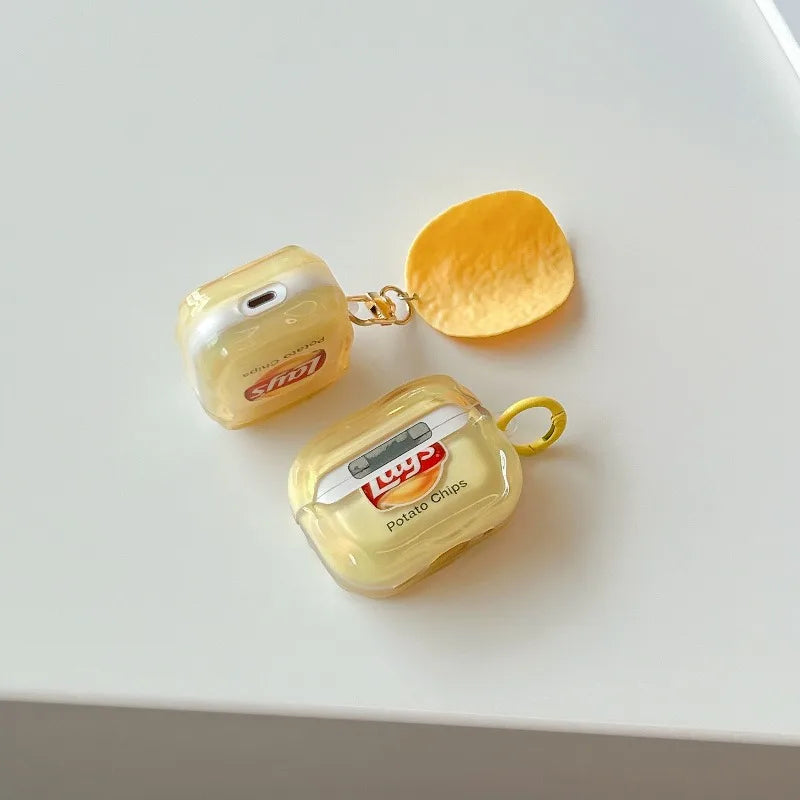 Cute Yellow Potato Chips Creative Case for Airpods
