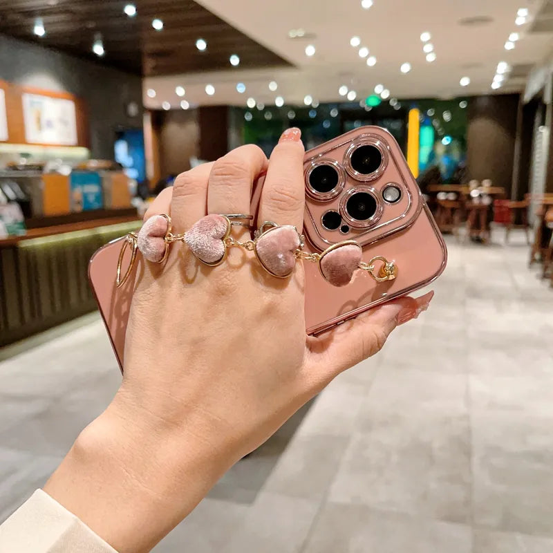 Luxury Soft Love Heart Bracelet Phone Case For iPhone