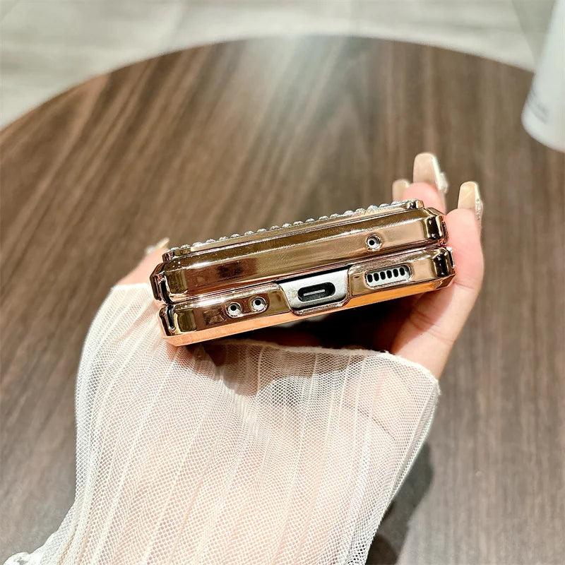 Plated Leopard Print Case For Samsung Galaxy Z Flip