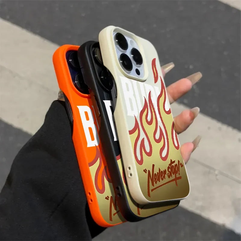 Graffiti Flame English Burn Matte Soft Case For iPhone