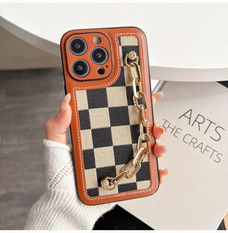 High-end Canvas Woven With Chain Phone Case For iPhone