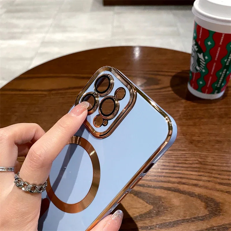 Electroplate Glitter Phone Case With Lens Protector