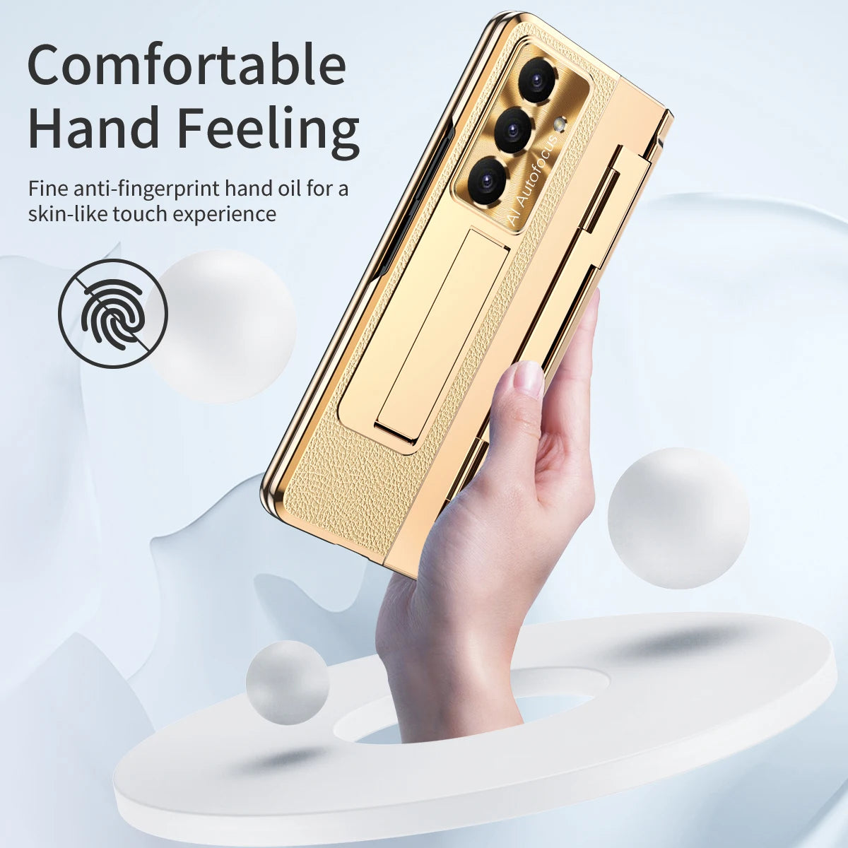 Luxury Leather One-Piece Plating Stand Hinge Shockproof Case For Samsung Z Fold