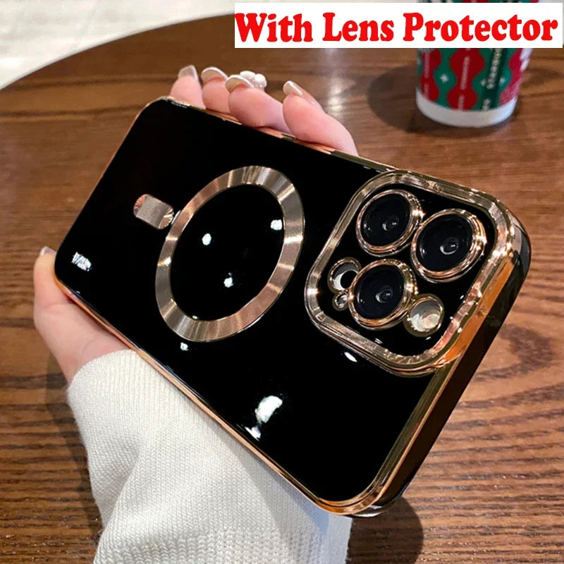 Electroplate Glitter Phone Case With Lens Protector