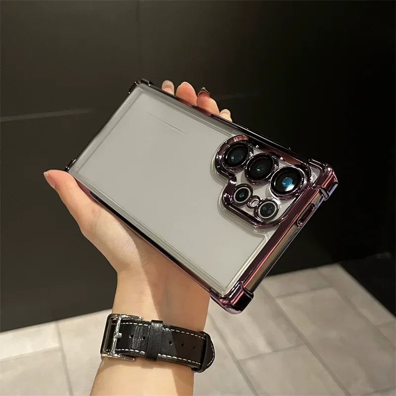 Plating Shockproof Transparent Soft Case For Samsung