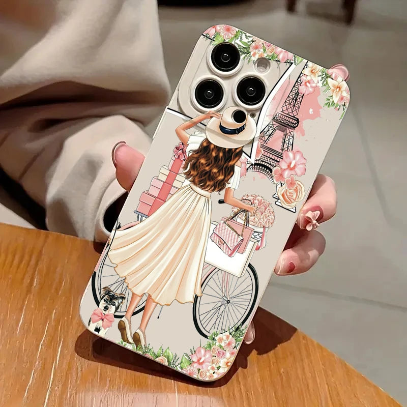 Flower Girl Pattern Decoration Phone Case for iPhone