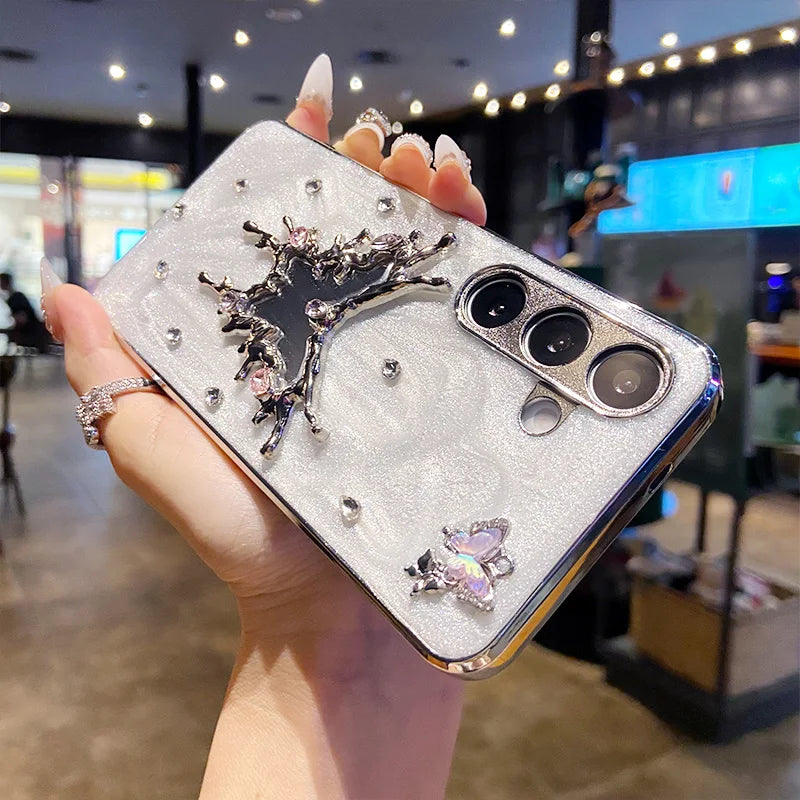 Glitter Plating Diamond Butterfly Case for Samsung